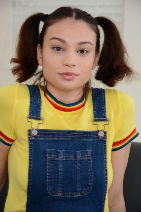 Young looking teen Liv Wild rides a cock in thigh highs and pigtails 98196235
