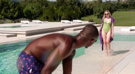 Blonde chick Mimi Cica has hardcore interracial sex beside a swimming pool 79439610