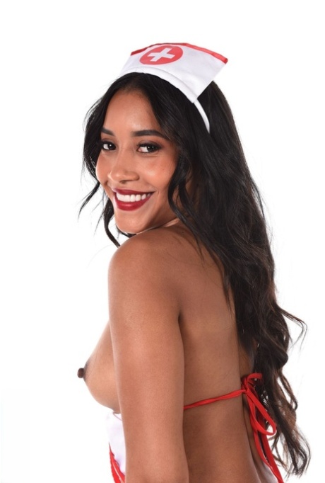 Afro Latina beauty Linda Baker discards nurse apparel before toying her cunt 56206038